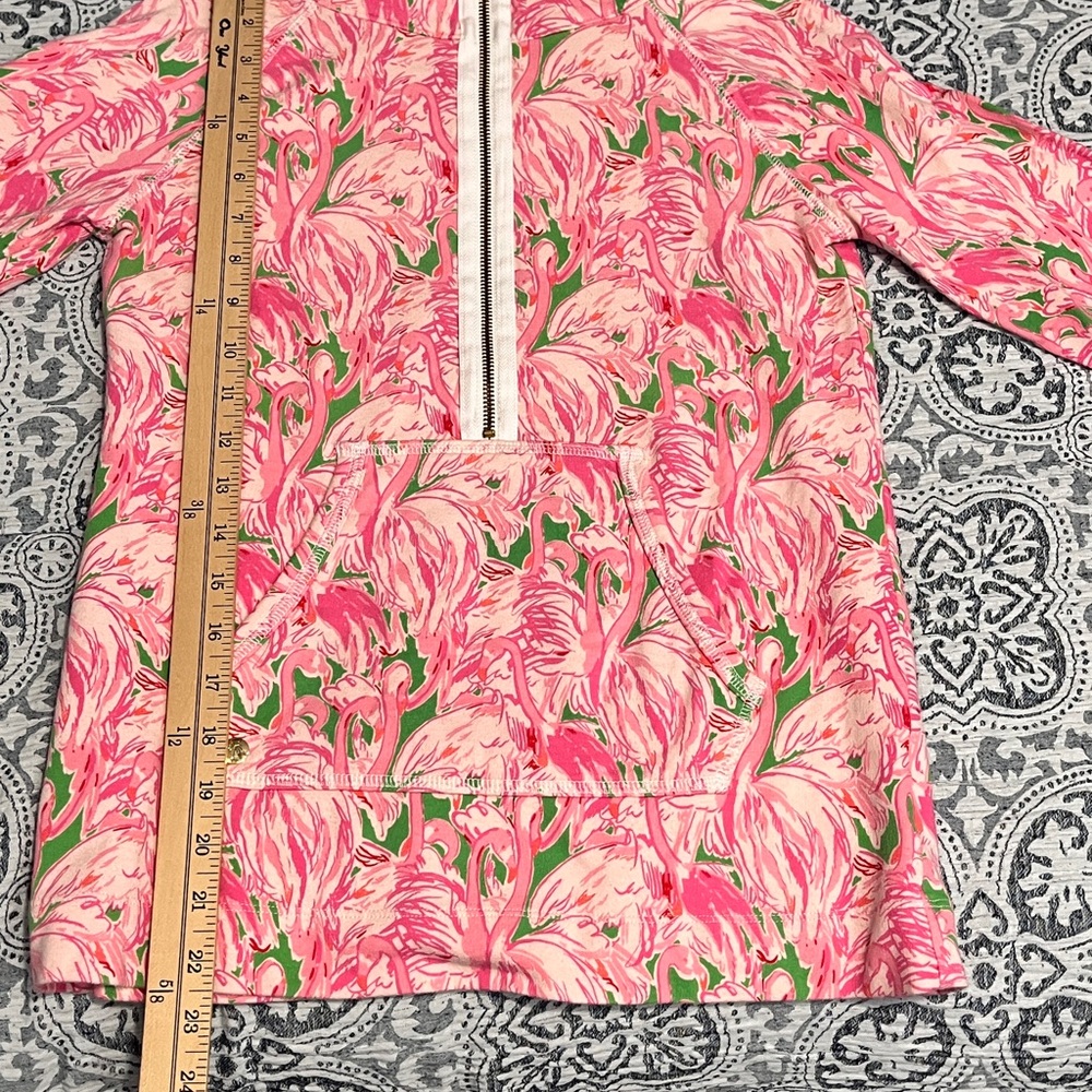 Lilly Pulitzer Pink Flamingo Floral Half-Zip Pullover Hoodie XS - Picture 8 of 11